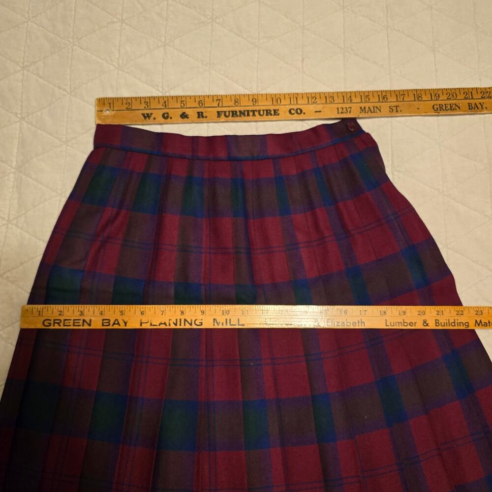 Vintage Preswick & Moore Skirt Womens 4/6 Red Wool Plaid Pleated Academia Preppy - Picture 5 of 8